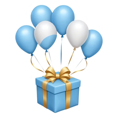 Please make light blue and white balloons too, make several and tie them to a gift, the gifts with the most balloons, make the light blue and white balloons sticker