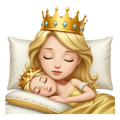 sleeping princess with crown in bed sticker