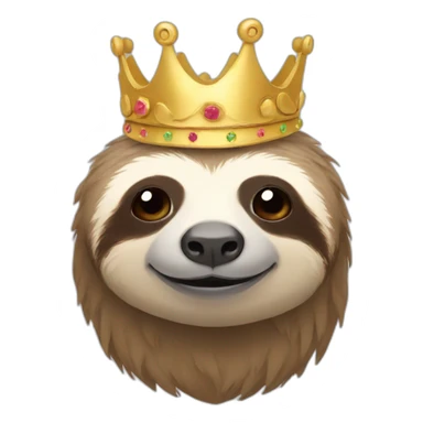 Sloth wearing crown sticker