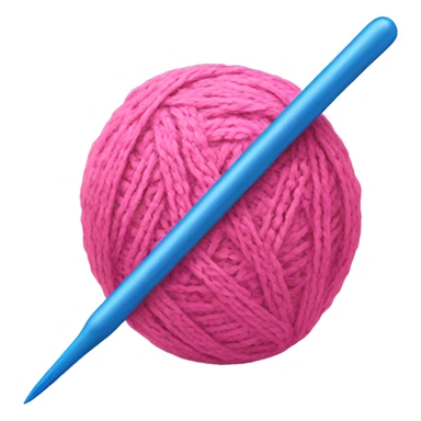 Pink yarn ball with blue crochet hook sticker