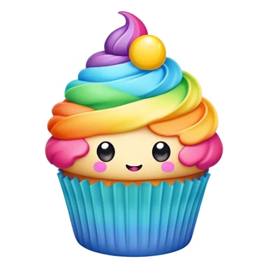 kawaii rainbow cupcake sticker