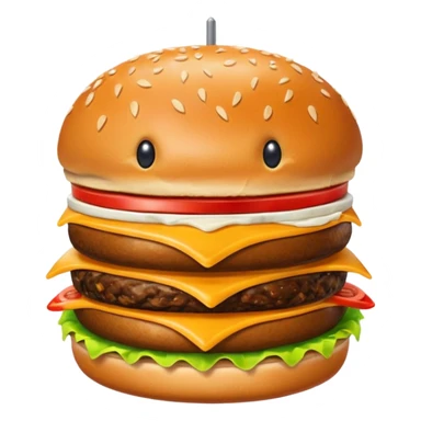 Bird eating burger sticker