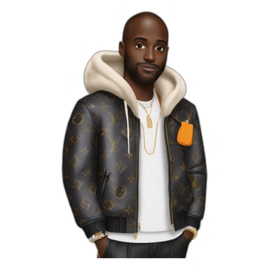 Virgil Abloh with louis Vuitton jacket sticker