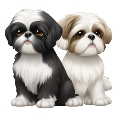 Shitz Tzu Beautiful two big faces black and white Puppies sticker