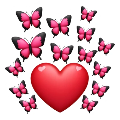 Really cool heart emoji for my sexy girlfriend that’s mainly  red & black. With just super super tiny hot pink butterflies on it.  sticker