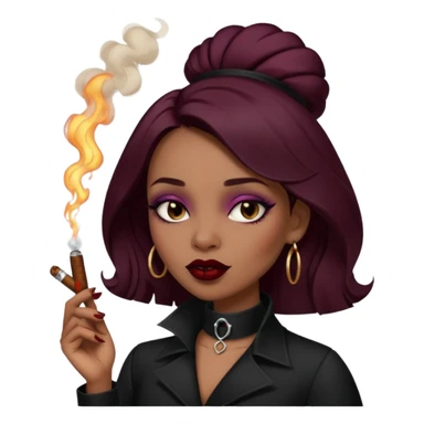 gothic brown Girl Smoking cigar  sticker