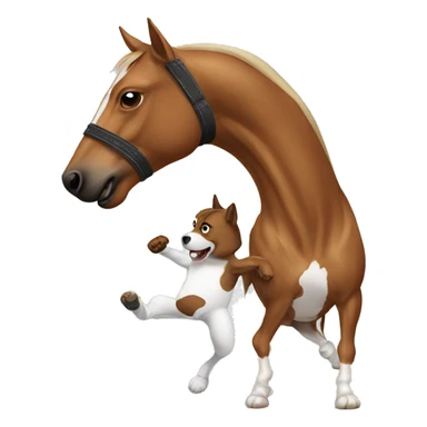 A dog kickboxing a horse sticker