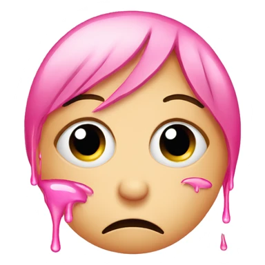 crying emoji face with pink tears coming only from eyes sticker