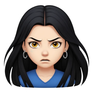 aggressive girl with long black hair sticker