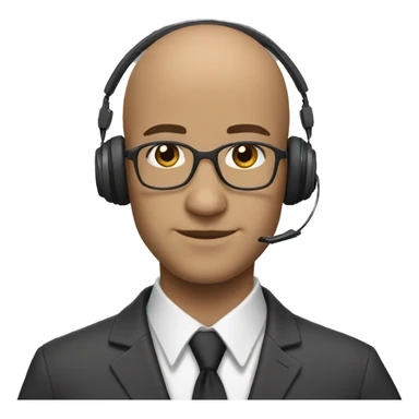Light skinned bald Teacher wearing headphones and tie sticker