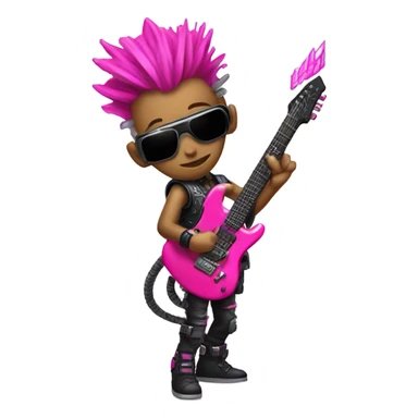 cyberpunk rockstar, pink mohawk, robot guitar sticker