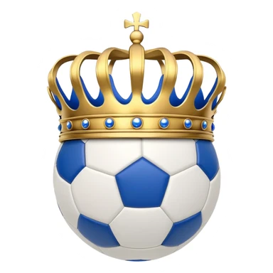 Real Madrid inspired golden crown with a small soccer ball and blue details sticker