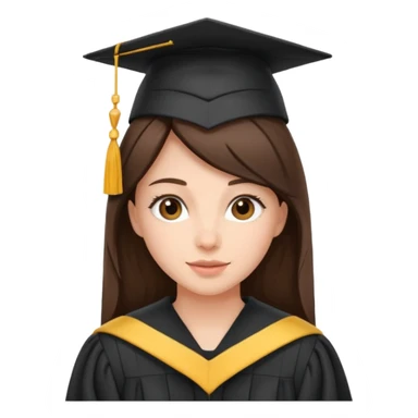Brunette with graduation sticker