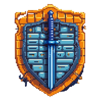 blue magical code shield with keyboard and screwdriver tools sticker