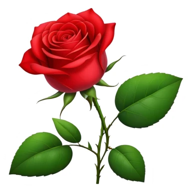 A beautiful red rose flower with green stem and leaves sticker