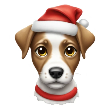 speckled puppy with a santa hat  sticker
