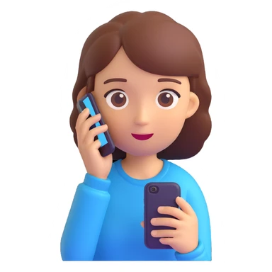 girl looking at mobile phone, 3D emoji style sticker