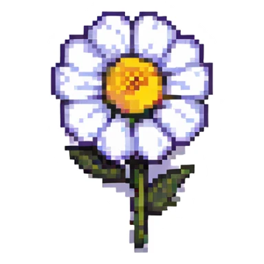 super simple pixel art flower with minimal pixels and bold black outline sticker