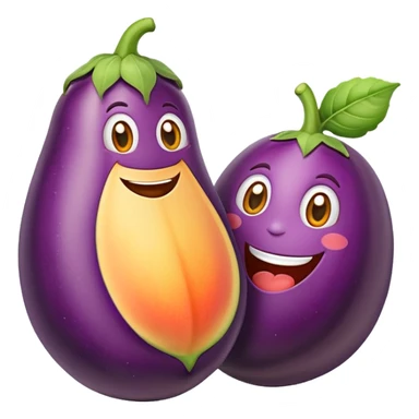 eggplant and peach combined in a humorous way sticker