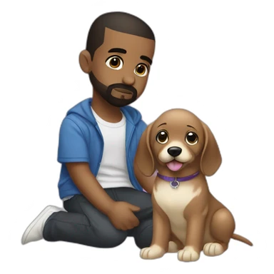 drake and kanye west baby petting a purple dog sticker
