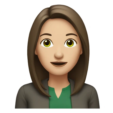 middle age woman with green eyes and shoulder length straight brown hair sticker