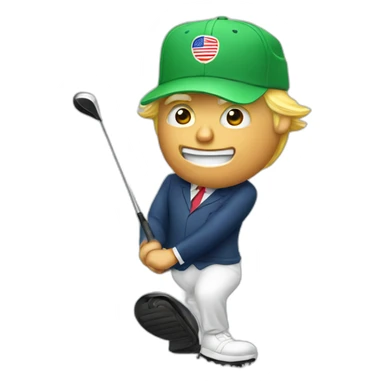 Donald trump swinging a golf with hat sticker