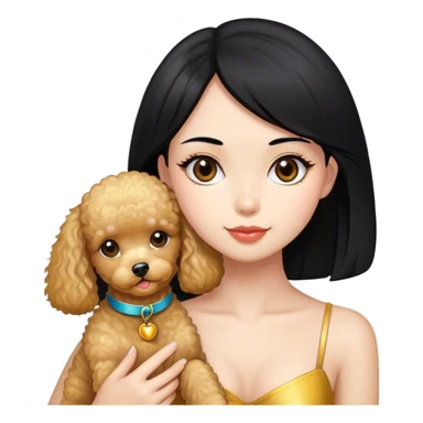 girl with straight black hair and golden toy pudel  sticker