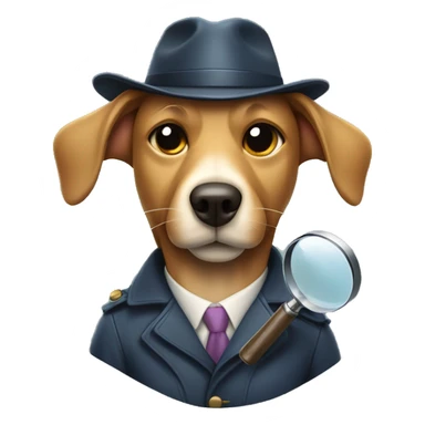 dog detective holding a magnifying glass with his mouth sticker