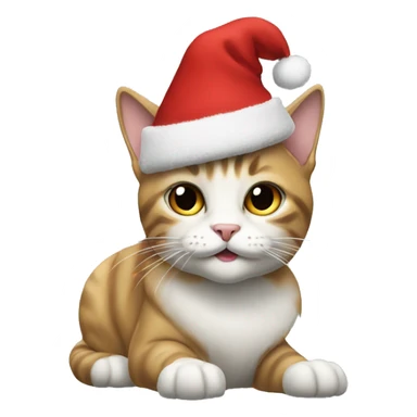 cat wearing santa hat with uggs on  sticker