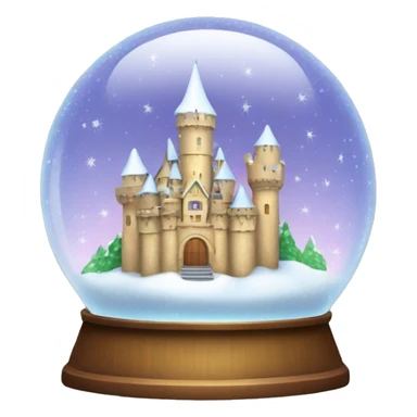 Sparkling snow globe with a castle sticker