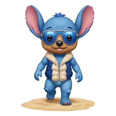 Stitch walking on the beach sticker