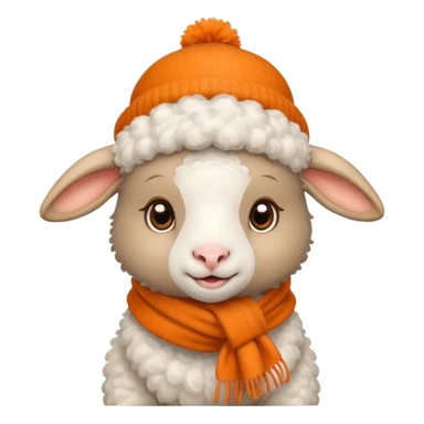baby sheep with orange scarf and brown hat sticker