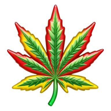 colorful shiny gusher gummy shaped like a cannabis leaf sticker