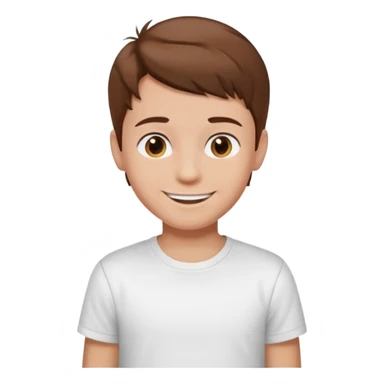 boy with brown hair in white T-shirt sticker