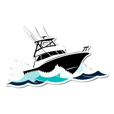 sport fishing boat over wave sticker