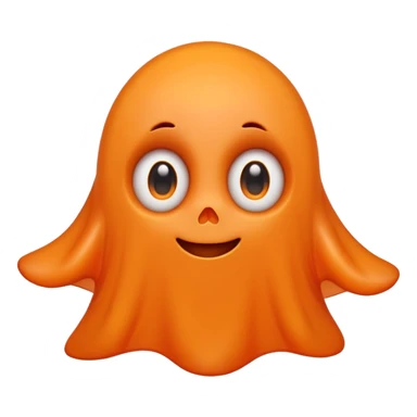 Cute orange ghost character with big adorable eyes and a small smile sticker