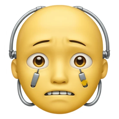 Yellow sad face with braces sticker