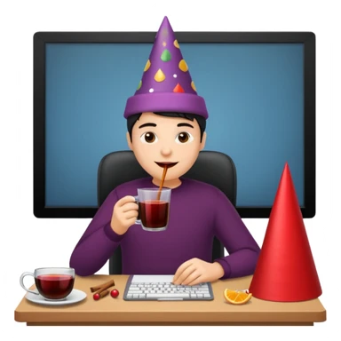 mulled wine party at work desk sticker