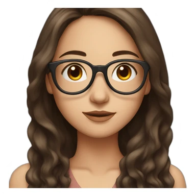 brunette girl with glasses and long hair with red tips sticker