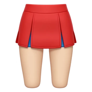 A 3D cartoon red skort (skirt-shorts combo) with gentle fabric folds and neat finish, isolated on plain background, Memoji-style. sticker