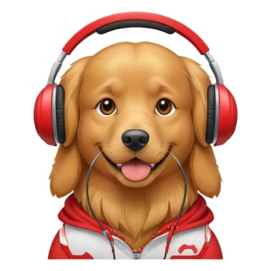 dog wearing red headphones sticker