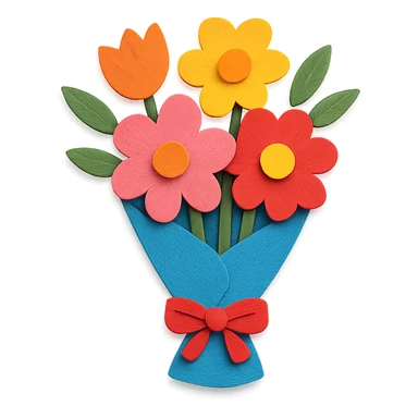 bouquet of flowers in paper-craft style sticker