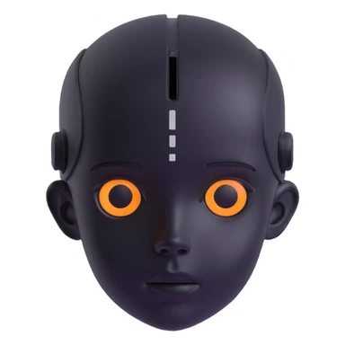 cyber 3D head of a kid, smooth plastic, digital face display, sci-fi elements, 3D icon style sticker