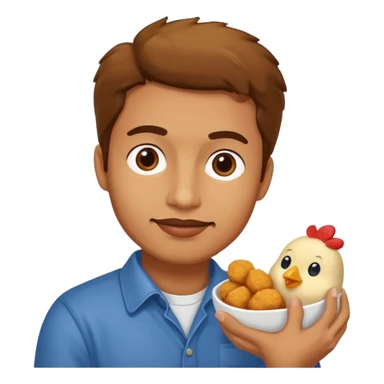 Man holding a chicken nugget sticker