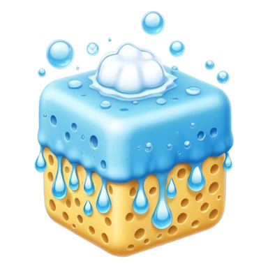 foam sponge object icon, soft sponge with soap foam, glossy wet look, 3D cartoon, mobile game icon style, centered, clean background, no text, no watermark

 sticker