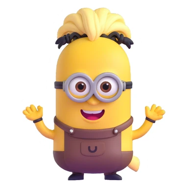 yellow minion character with ponytail hairstyle sticker