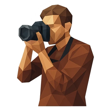 low-poly polygonal style photographer with camera sticker