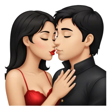 Brunette and black hair romance kissing hand sticker