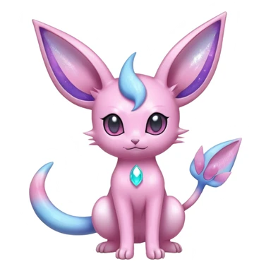 Shiny Cool Sparkly Cute Ethereal Espeon-Sylveon-Nidorino-Fakemon-hybrid-fusion- full body sticker