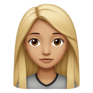 Mujer color de piel moreno claro, con cabello rubio largo, lacio y suelto, ojos negros triste sticker